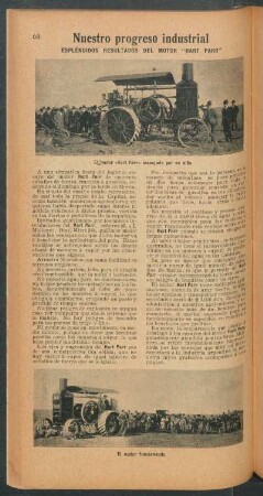 Nuestro progreso industrial : Espléndidos resultados del motor "Hart Parr"
