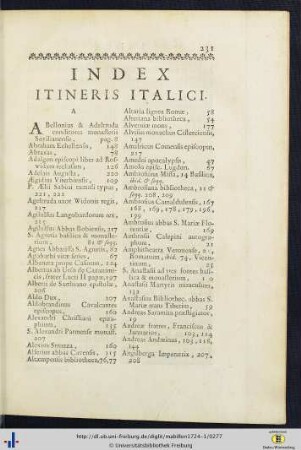 Index Itineris Italici.