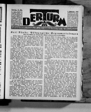 Der Turm. 1920-1934