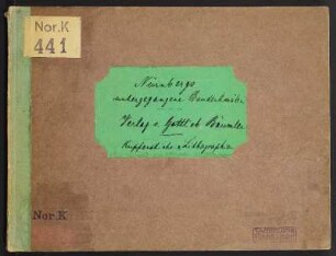 Vorderdeckel, mit handgeschriebenem Einbandtitel und Besitzeintrag: Hopf, Hans / Stempel