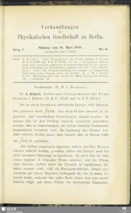 Nr. 6. Sitzung vom 16. März 1888