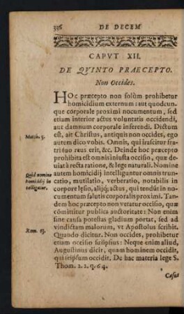 Caput XII. De Quinto Praecepto. Non Occides