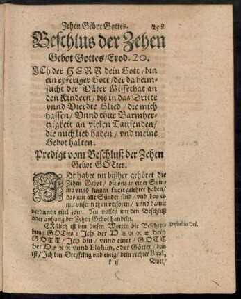 Beschlus der zehen Gebot Gottes ...