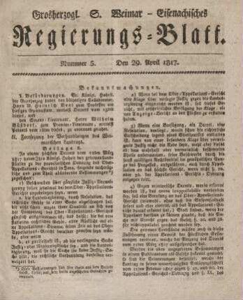 Nr. 5 : 29. April 1817