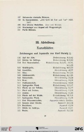 Kunstblätter (Nr. 502-584)
