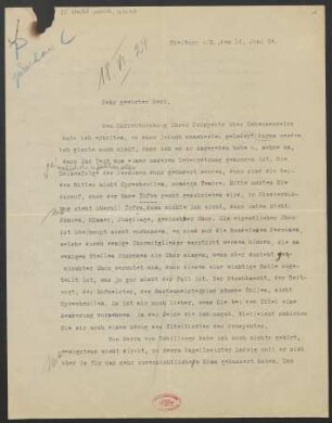 Brief an B. Schott's Söhne : 14.06.1924