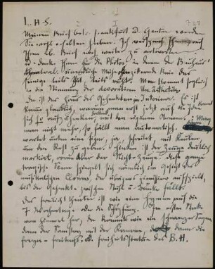 L.H.S. Meinen Brief betr. frankfurt u. Gantner werden Sie...
