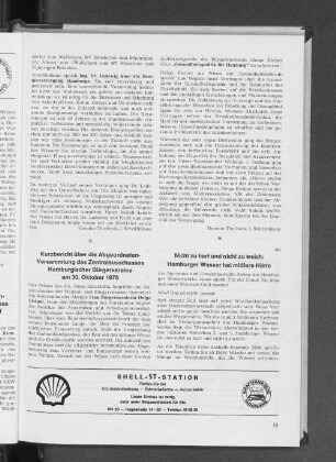 Kurzbericht über die Abgeordneten-Versammlung des Zentralausschusses Hamburgischer Bürgervereine am 30. Oktober 1978
