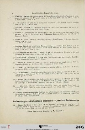 Archäologie – Archéologie classique – Classical Archaeology (Nr. 26-735)