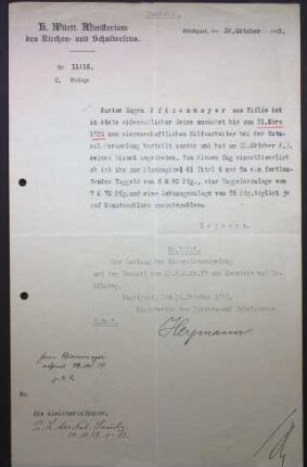 Dienstantritt von Eugen Wilhelm Pfizenmayer