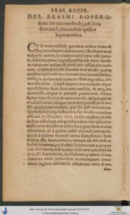 Desiderii Erasmi Roterodami De ratione studij