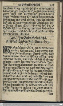 (48.) Zu Dünckelsbühl. Auff das Frieden-Fest. Anno 1679