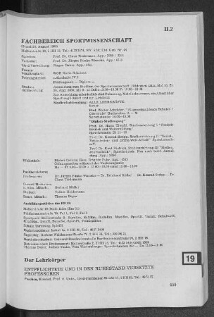 Fachbereich Sportwissenschaft