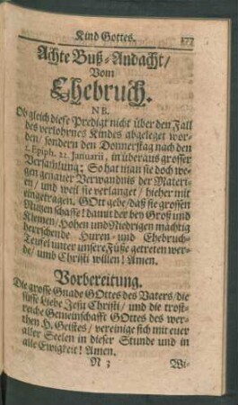 Achte Buß-Andacht/ Vom Ehebruch