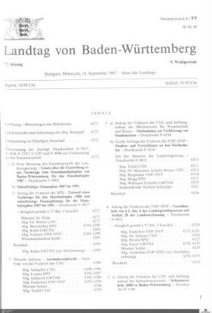 77. Sitzung, Stuttgart, 16.9.1987