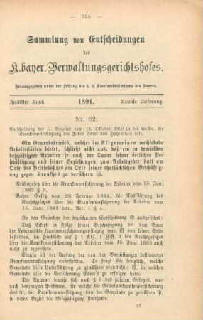 Zwölfter Band. 1891. Neunte Lieferung. - Nr. 82. - Nr. 91.