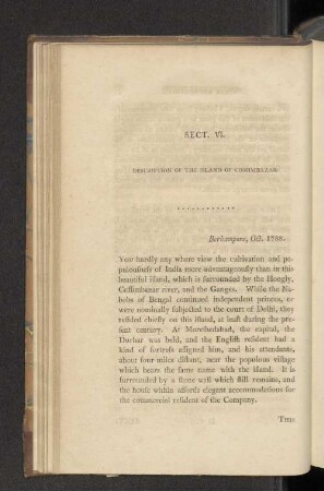 Sect. VI. Description of the Island of Cossimbazar.
