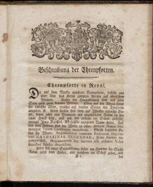 Beschreibung der Ehrenpforten.