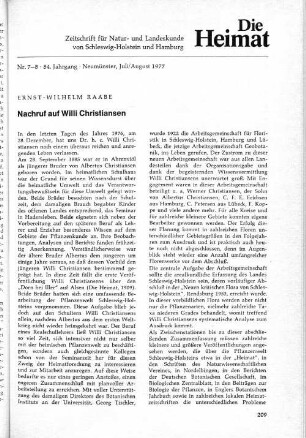 Nachruf auf Willi Christiansen
