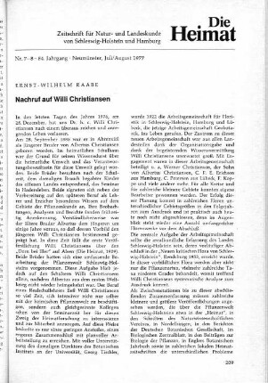 Nachruf auf Willi Christiansen