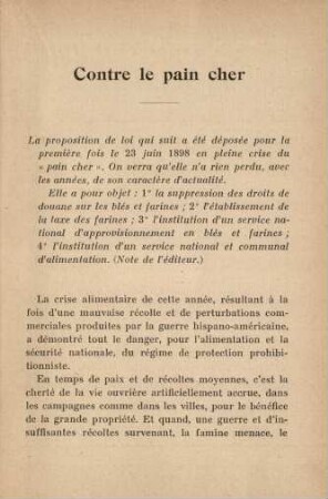 Contre le pain cher