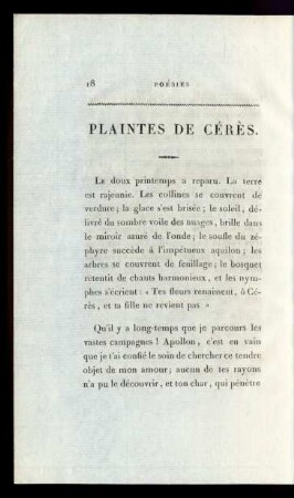 Plaintes De Cérès.