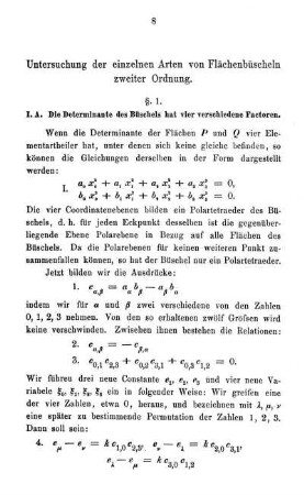 § 1. I.A. Die Determinanten des Büschels hat vier verschiedene Factoren.