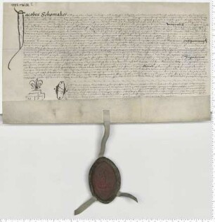 Propst Jacob Schomaker transsumiert die entsprechende Präsentation für eine Vikarie am Stephani Altar zu St. Johannis und nimmt die Investitur vor. Notar Nicolaus Steman [lat].