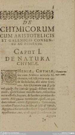CAPUT I. DE NATURA CHYMIAE.
