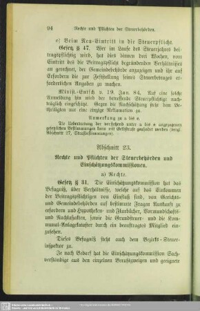 Abschnitt 23. Rechte und Pflichten der Steuerbehörden und Einschätzungskommissionen