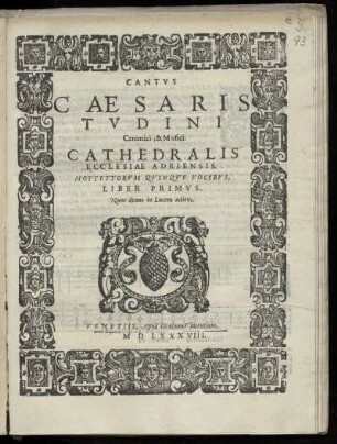 Cesare Tudino: Mottettorum quinque vocibus, Liber primus. Cantus