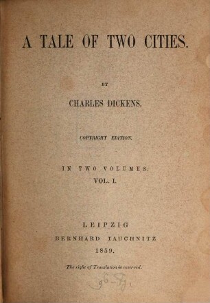 A tale of two cities : in two volumes, 1