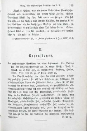 123 [Rezension] Weiss, Hugo, Die messianischen Vorbilder im Alten Testament