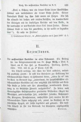 123 [Rezension] Weiss, Hugo, Die messianischen Vorbilder im Alten Testament