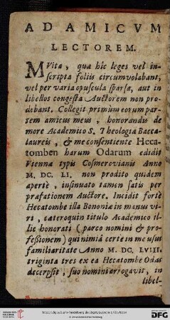 Ad Amicum Lectorem
