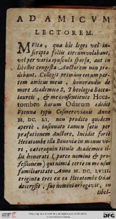 Ad Amicum Lectorem