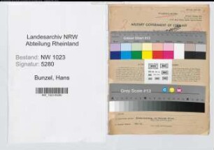 Entnazifizierung Hans Bunzel , geb. 28.06.1905 (Zollinspektor)