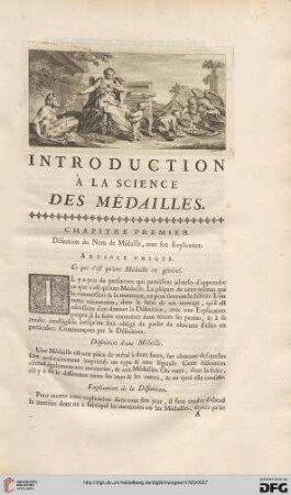 Chapitre premier: Définition du Nom de Médaille, avec son Explication