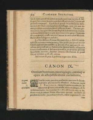 Canon IX. Omnium hominum, omnisque legis, omniaque opera ab actu iustificationis excluduntur.