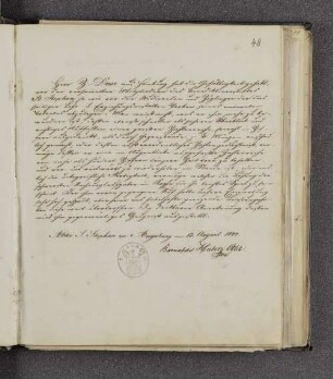 Barnabas Huber. – Augsburg, 13.08.1844