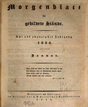 Morgenblatt für gebildete Stände. 28,1. 1834