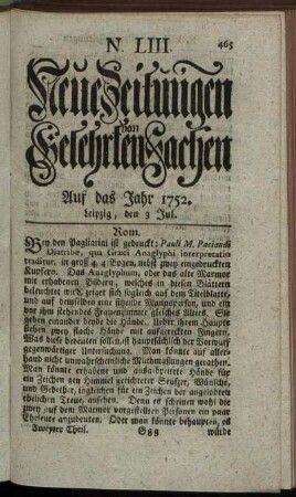 N. LIII. Leipzig, den 3 Jul. - N. LXI. Leipzig, den 31 Jul.