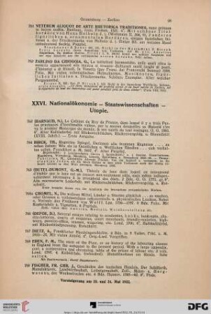XXVI. Nationalökonomie – Staatswissenschaften – Utopie (Nr. 763-788)