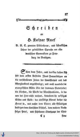 Schreiben an H. Kaspar Ruef.