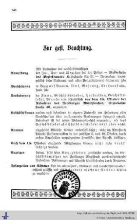 Zur gefl. Beachtung.