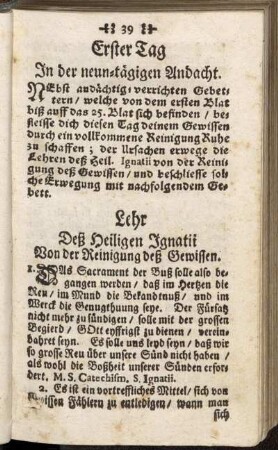 [Sonderbahre Andachten auff jedem Tag der neun-tägigen Andacht.]