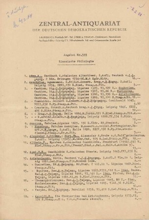 Nr. 593: Klassische Philologie