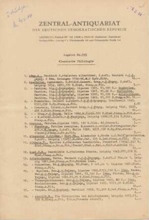 Nr. 593: Klassische Philologie