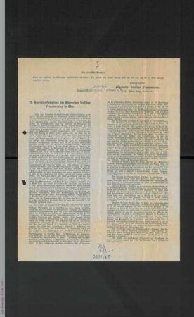 Presseberichte zur 22. Generalversammlungen 1903 in Köln