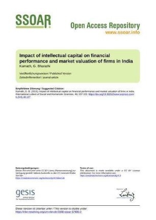Impact of intellectual capital on financial performance and market valuation of firms in India